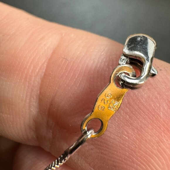 VTG Sterling Silver 925 Cubic Zirconia Circle Pendant Necklace Box Link 18'' - Picture 5 of 10